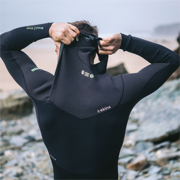 2026 C-Skins Hommes NuWave ReWired 4/3mm Chest Zip Combinaison Néoprène C-NRW43MCZ - Black / Black X / Meteor